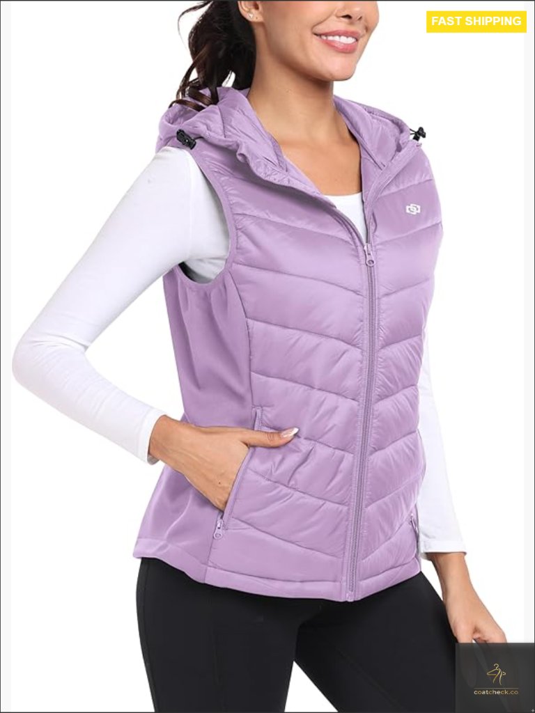 Lightweight Insulated Hooded Vest Slim Fit Activewear Running Hiking Hybrid